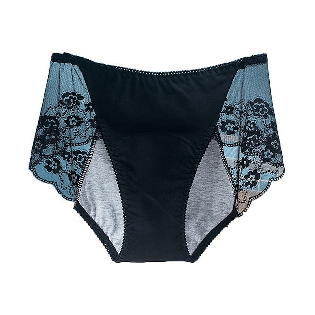 Women's Brief Underwear Period Panties 1 PC Underwear Fashion Simple Sexy Lace Pure Color Cotton Mid Waist Sexy Black Blue Pink