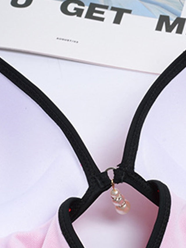 Women's Sexy One Piece Monokini Swimsuit, Open Back, Color Block, Vacation Fashion