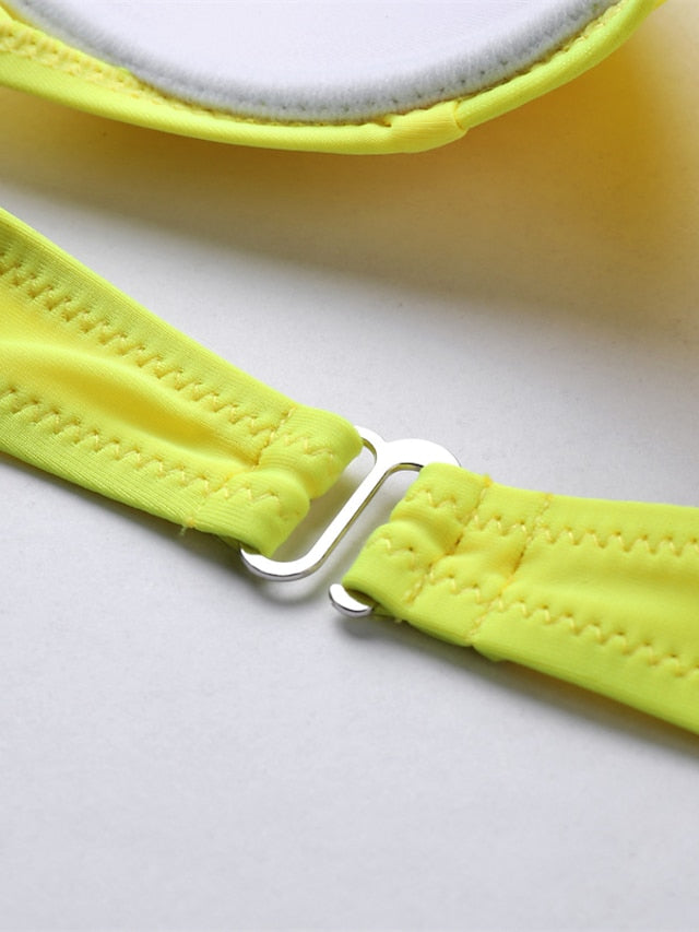 Women's Swimwear Bikini 2 Piece Normal Swimsuit Backless Printing High Waisted string fold over Houndstooth Stripe Green Yellow Rainbow Red Strap Bathing Suits New Vacation Sexy / Modern