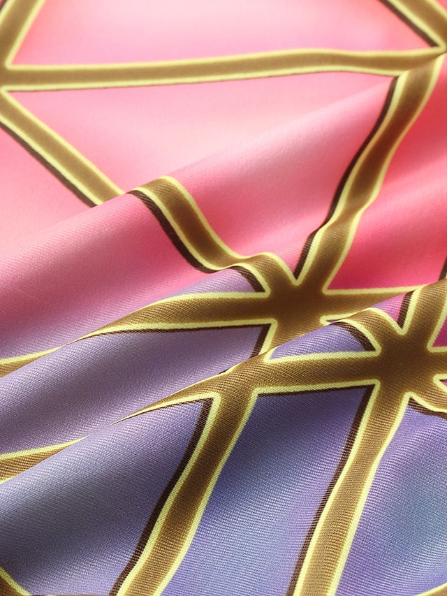 Women's High Waisted Plaid Tankini Swimsuit - Purple Padded V Wire Bathing Suit for Vacation