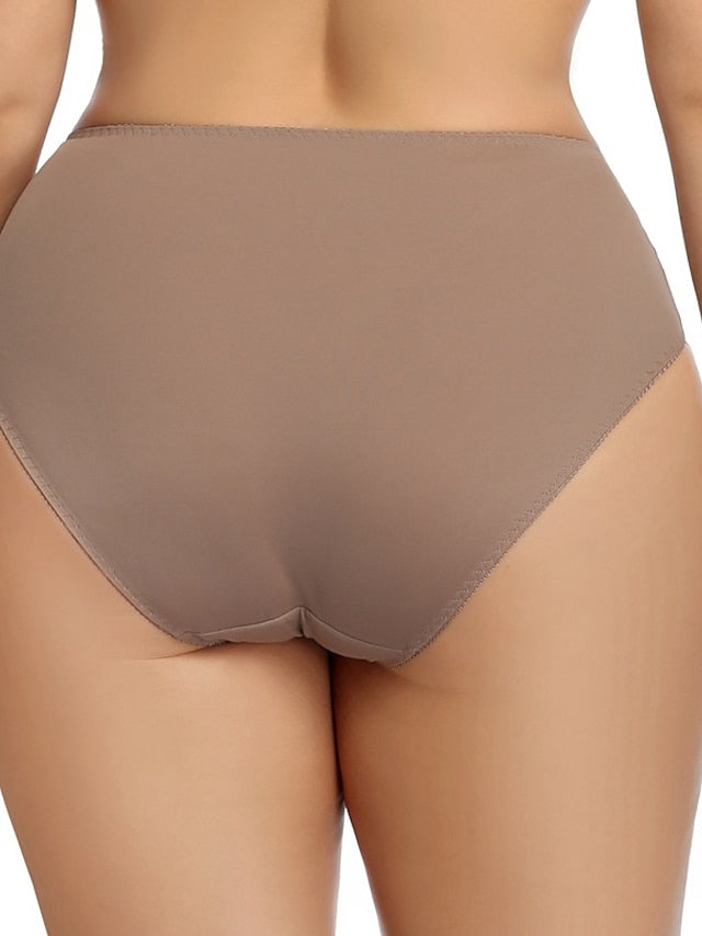 Women's Briefs Underwear Classic Style Cotton Nylon High Rise Bean Paste Black khaki