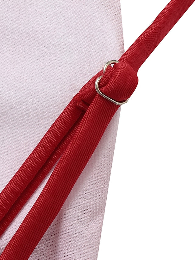 Women's Swimwear Bikini 2 Piece Normal Swimsuit Backless High Waist Solid Color Black Blue Pink Yellow Wine Padded Bathing Suits Sexy Fashion Sexy / New / Padded Bras