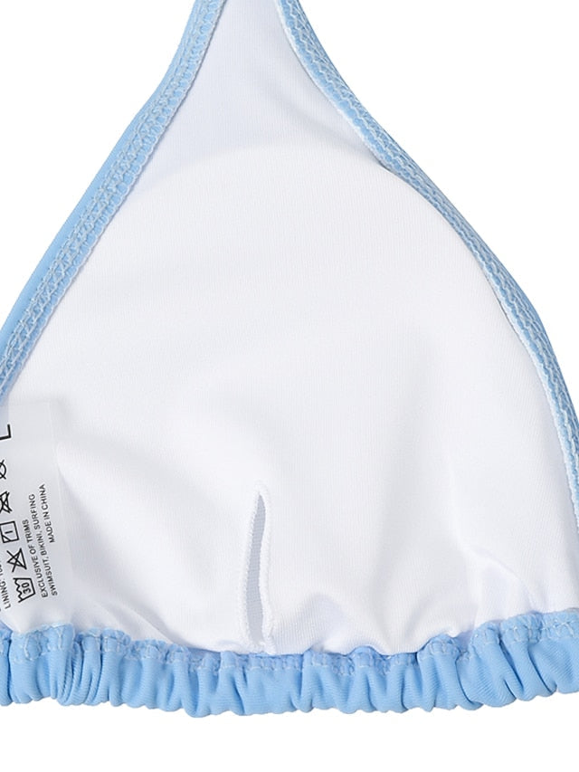 Women's Swimwear Bikini 2 Piece Normal Swimsuit Glitter Solid Color White Black Blue Purple Yellow Plunge Bathing Suits Sexy Vacation Fashion / New / Padded Bras