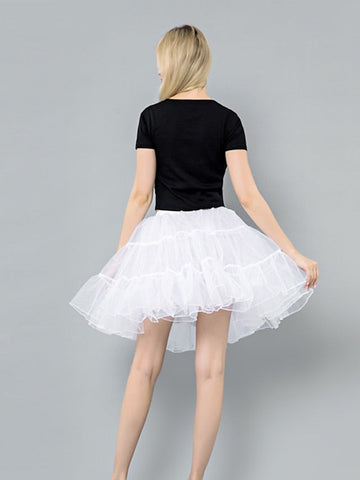 Women's Skirt Tutu Petticoat Above Knee Organza Black White Skirts Summer Layered Tulle Lined Active Princess Lolita Tutus Performance Stage One-Size