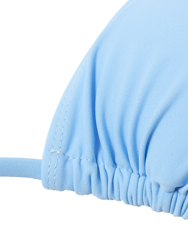 Women's Swimwear Bikini 2 Piece Normal Swimsuit Glitter Solid Color White Black Blue Purple Yellow Plunge Bathing Suits Sexy Vacation Fashion / New / Padded Bras