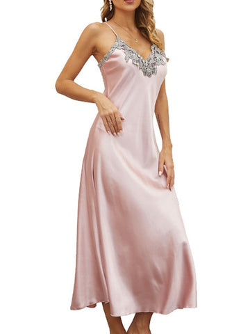 Women's Sheath Dress Slip Dress Long Dress Maxi Dress Sexy Patchwork Color Block Strap Party Navy Pink