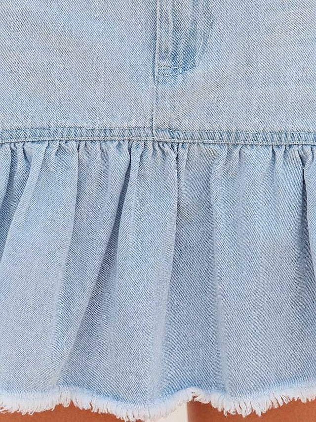 Women's Skirt Above Knee Denim Light Blue Skirts Summer Ruffle Pocket Fashion Casual Daily Weekend