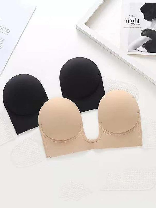 Strapless Silicone Deep U Bra Self-adhesive Gel Sticky Invisible Bra Bra Backless Dress Nude Bra