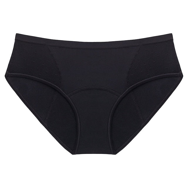 Women's Brief Underwear Period Panties 1 PC Underwear Fashion Simple Comfort Hole Pure Color Cotton Mid Waist Touch of Sensation Black Khaki Navy Blue