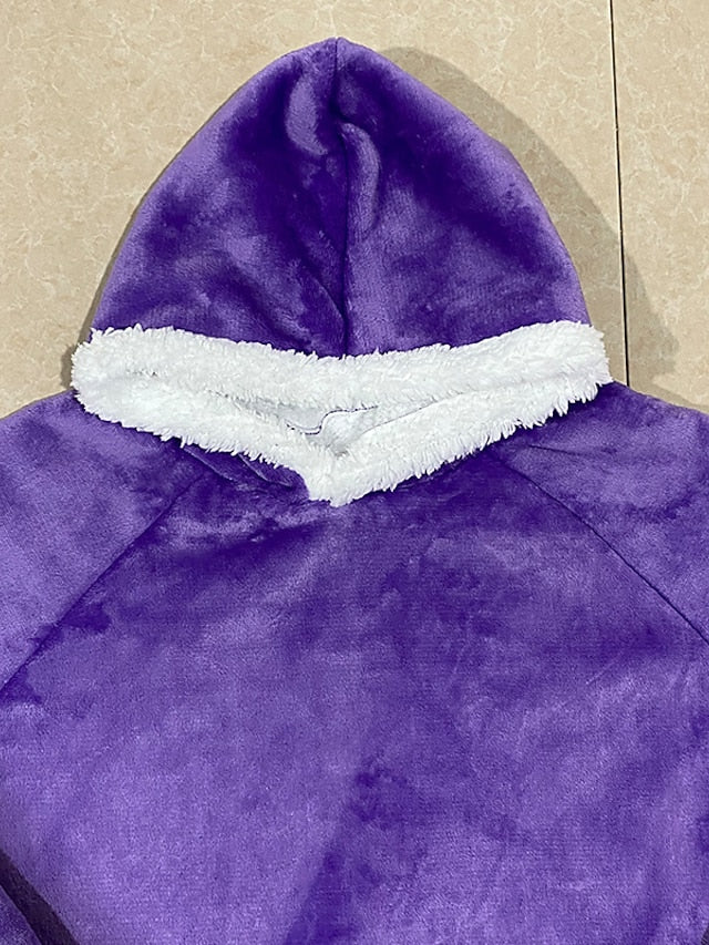 Couple's Pajamas Wearable Blanket Hoodie Fleece Oversized Winter Soft Warm Long Sleeve