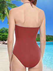 Women's Swimwear One Piece Bikini Normal Swimsuit Off Shoulder Tummy Control Push Up Pure Color Black Blue Orange Padded Off Shoulder Bathing Suits New Fashion Glamorous & Dramatic