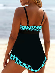 Women's Swimwear Tankini 2 Piece Plus Size Swimsuit Open Back Printing Geometic Blue Yellow Fuchsia Orange White Camisole Strap Bathing Suits New Vacation Fashion