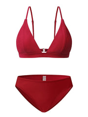 Women's Swimwear Bikini 2 Piece Normal Swimsuit Backless High Waist Solid Color Black Blue Pink Yellow Wine Padded Bathing Suits Sexy Fashion Sexy / New / Padded Bras