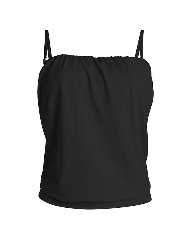 Women's Swimwear Tankini 2 Piece Normal Swimsuit High Waisted Solid Color Black Padded Bathing Suits Sports Vacation Sexy / New