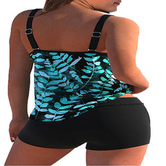 Women's Swimwear Tankini 2 Piece Normal Swimsuit Backless 2 Piece Printing Adjustable Print Multi Color Green Blue Rainbow White Padded Strap Bathing Suits Sexy Vacation Beach Wear