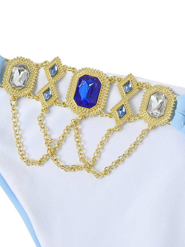 Women's Swimwear Bikini 2 Piece Normal Swimsuit Glitter Solid Color White Black Blue Purple Yellow Plunge Bathing Suits Sexy Vacation Fashion / New / Padded Bras