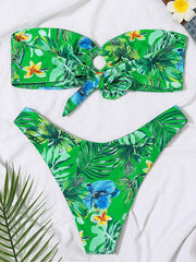 Women's Swimwear Bikini 2 Piece Normal Swimsuit 2 Piece Printing Bandeau Floral Print Green Sky Blue Rose Red Padded Strapless Bathing Suits Sexy Sexy Hawaiian / Spa / New