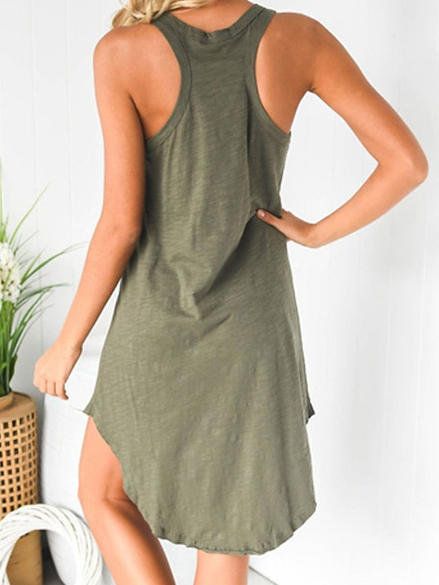 Women's Pajamas Nightgown Nighty Pjs Pure Color Comfort Soft Home Vacation Polyester Sleeveless Spring Summer Black Army Green