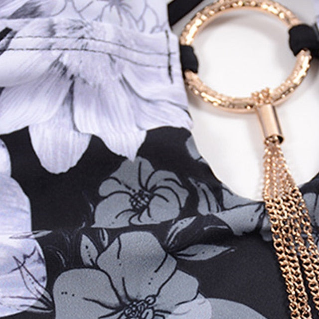 Women's Swimwear One Piece Monokini Bathing Suits Normal Swimsuit Open Back Printing Floral Leopard White Black Gray Yellow Fuchsia V Wire Bathing Suits New Vacation Fashion / Modern / Padded Bras