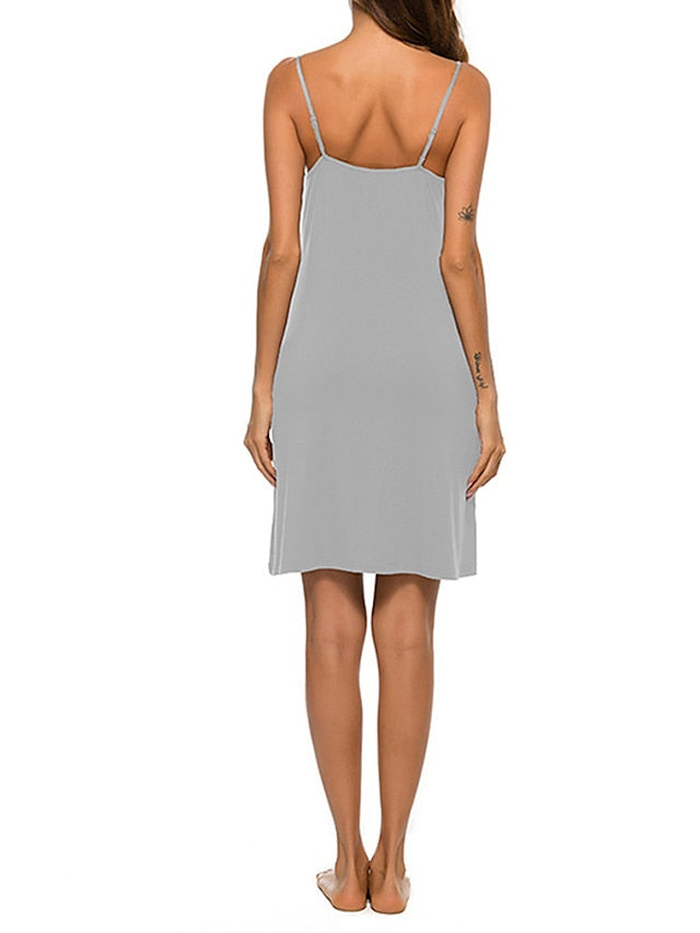 Women's Strap Dress Night Dress Midi Dress Basic Casual Backless Solid Colored Strap Home Lounge Navy Black