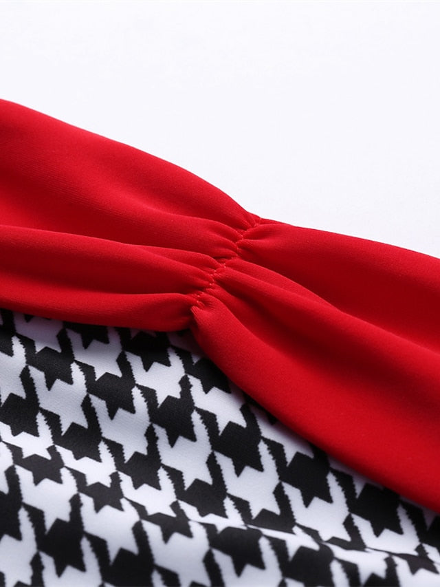 Women's Swimwear Bikini 2 Piece Normal Swimsuit Backless Printing High Waisted string fold over Houndstooth Stripe Green Yellow Rainbow Red Strap Bathing Suits New Vacation Sexy / Modern