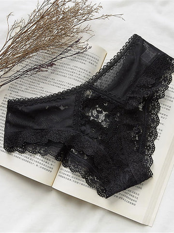Women's Pajamas Panties Pure Color Hot Home Daily Bed Lace Breathable Summer Spring Black White