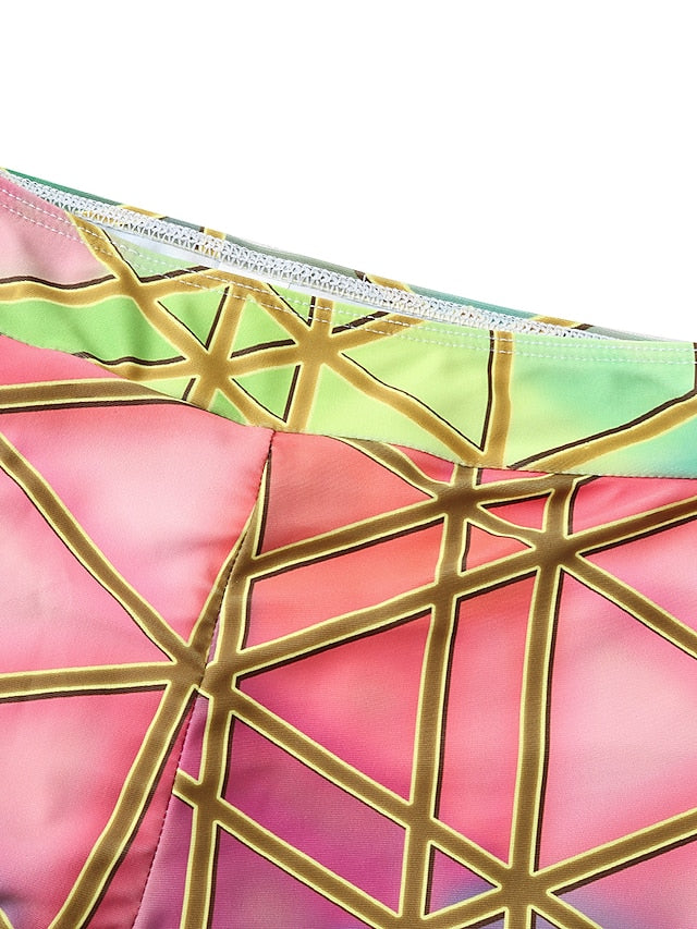 Women's High Waisted Plaid Tankini Swimsuit - Purple Padded V Wire Bathing Suit for Vacation