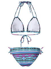 Women's Swimwear Bikini 2 Piece Normal Swimsuit Backless Drawstring Tropical Stripe Floral color Brown Padded Bathing Suits Sexy Fashion Sexy / Padded Bras