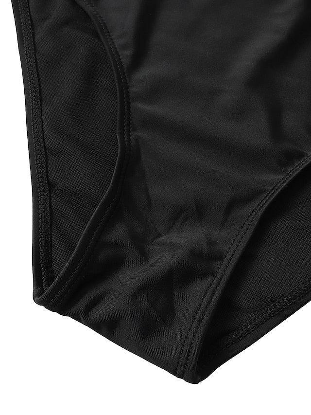 Women's Swimwear One Piece Monokini Normal Swimsuit Tummy Control Slim Solid Color Striped Black Bathing Suits Sports Sports Basic