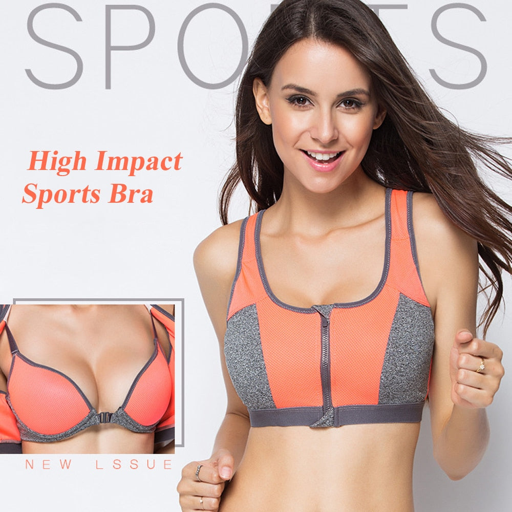 Stylish Breathable Women's High Impact Push Up Sports Bras For Running Yoga