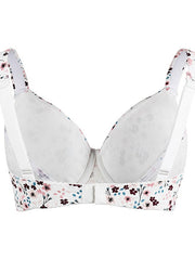 Women's Underwire Bras Fixed Straps 3,4 Cup V Neck Breathable Flower , Floral Hook & Eye Date Casual Daily Polyester 1PC White Gray , Plus Size , Bras & Bralettes , 1 PC , Plus Size