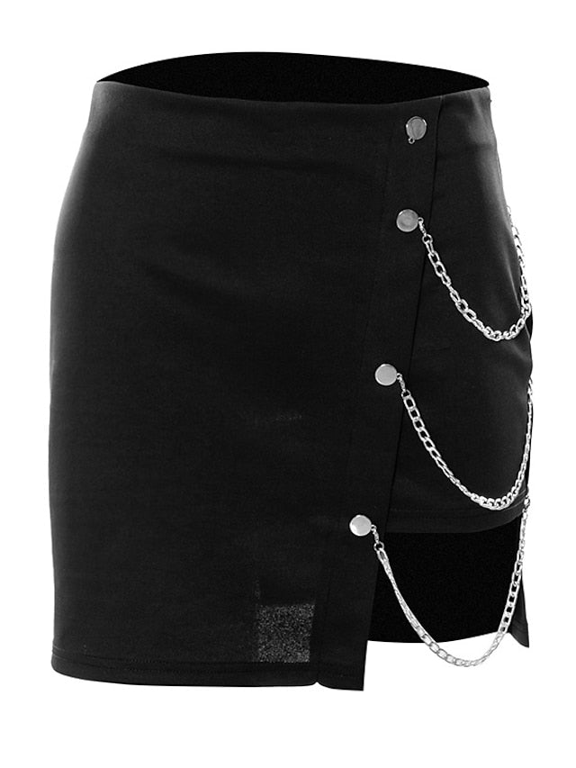 Women's Skirt Cargo Skirt Mini Polyester Black Skirts Asymmetric Hem Streetwear Punk & Gothic Carnival Costumes Ladies Carnival Homecoming