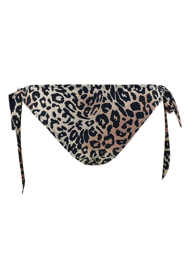 Women's Swimwear Bikini 2 Piece Normal Swimsuit Lace up Knotted Leopard Print Leopard Brown Bandeau Bathing Suits Lace Basic Sexy / New / Padded Bras