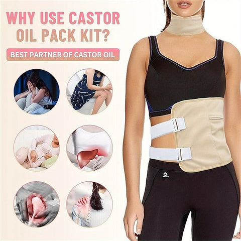 1Pc Castor Oil Set For Waist And Neck, Castor Oil Pack With Adjustable Straps And Pockets, Reusable Castor Oil Pack For Liver Detox, Constipation