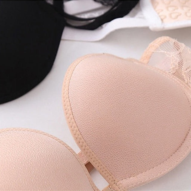 Women's Bras & Bralettes Tube Bra Strapless Demi Cup Solid Color V Neck Stretchy Breathable Invisible Casual Daily Nylon White , 1 PC