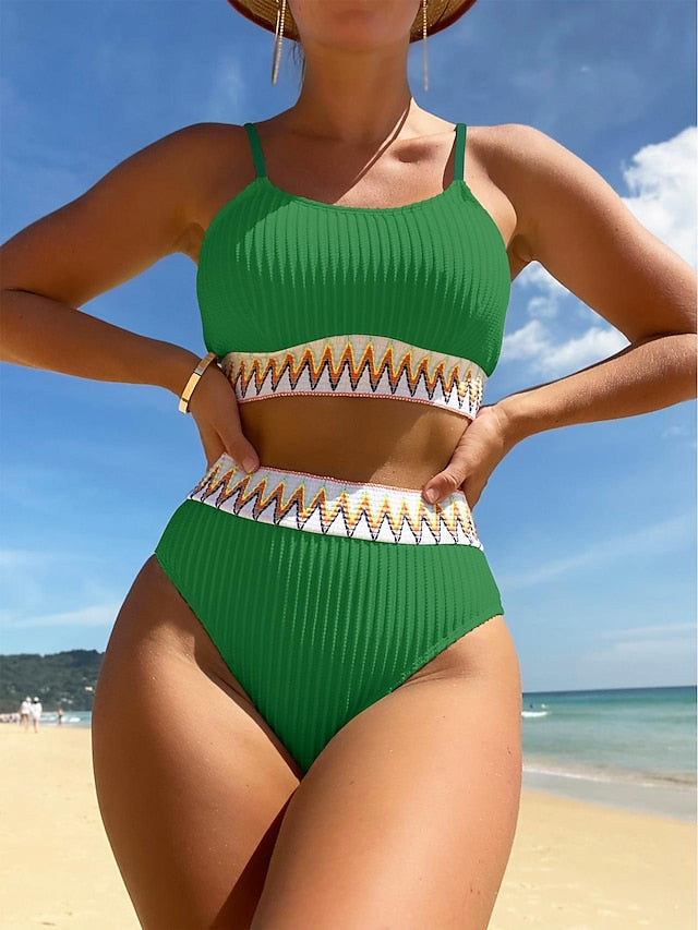 Women's Swimwear Bikini Normal Swimsuit 2 Piece Plain Black White Pink Orange Green Bathing Suits Sports Beach Wear Summer