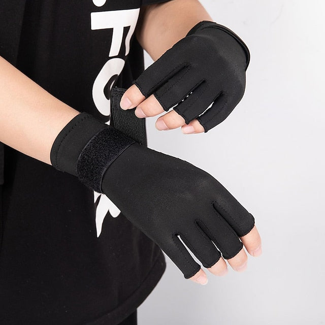 Copper Compression Gloves for Arthritis Carpal Tunnel Pain Relief Fingerless for Men & Women
