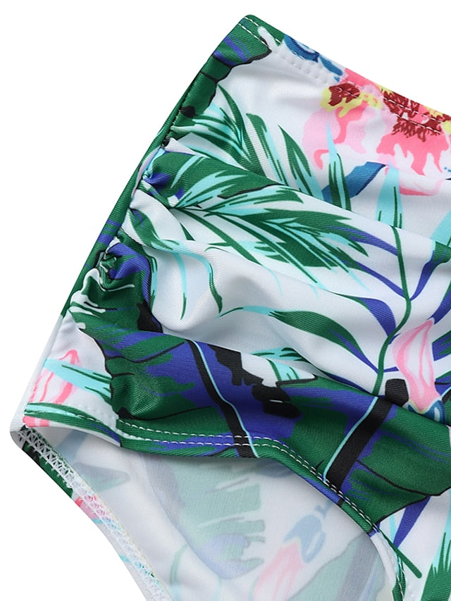 Women's Swimwear Bikini 2 Piece Normal Swimsuit Halter High Waist Push Up High Waisted Geometric Wave dot + red Black White Yellow Pink Bathing Suits Sports Fashion Ordinary