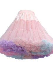Women's Petticoat Mini Organza Pink Skirts Ruffle Layered Tulle Fashion Performance Casual Daily One-Size