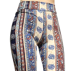 Women's Fashion Flare Chinos Print Comfort Mid Waist Slim Pants