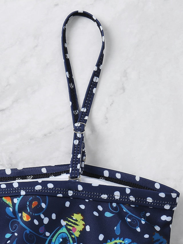 Women's Swimwear Tankini 2 Piece Normal Swimsuit Modest Swimwear Slim Dot Orchid 41 Blue dot 41 Bathing Suits New Casual Sexy / Padded Bras