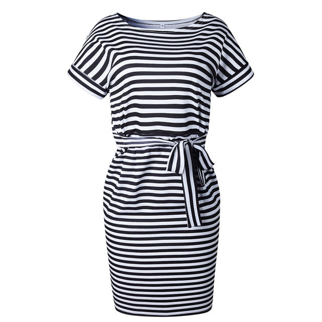 Cotton Wrap Short Sleeve Loose T Shirt Midi Wrap Dress - Sheseelady