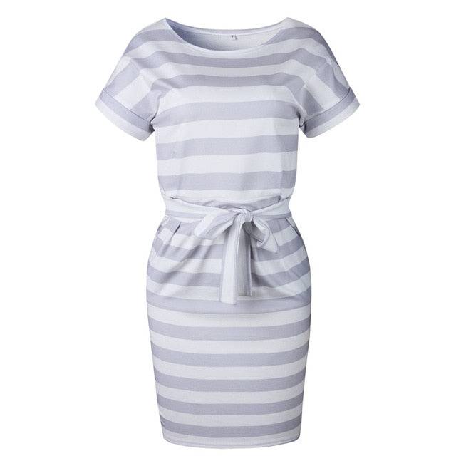 Cotton Wrap Short Sleeve Loose T Shirt Midi Wrap Dress - Sheseelady