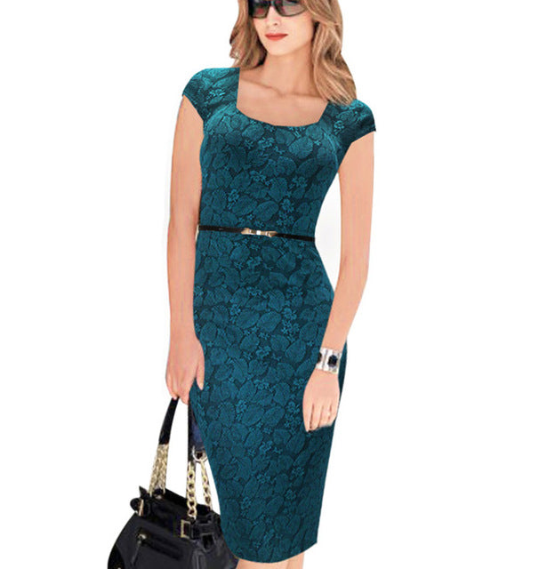 Elegant Floral Print Work Casual Party Dress - Sheseelady