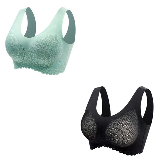 Sexy Skin-friendly Women's Seamless Latex Bras Plus Size 2Pcs