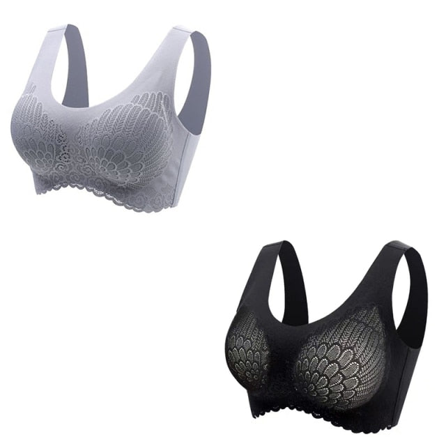 Sexy Skin-friendly Women's Seamless Latex Bras Plus Size 2Pcs