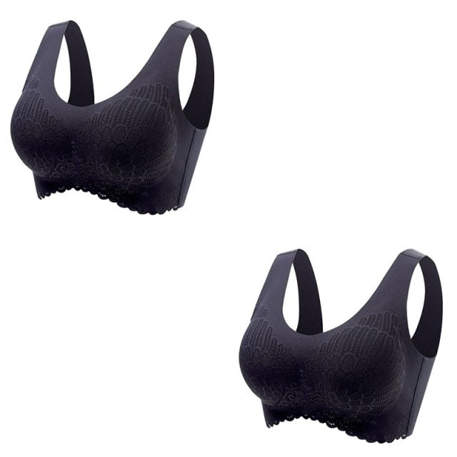 Sexy Skin-friendly Women's Seamless Latex Bras Plus Size 2Pcs