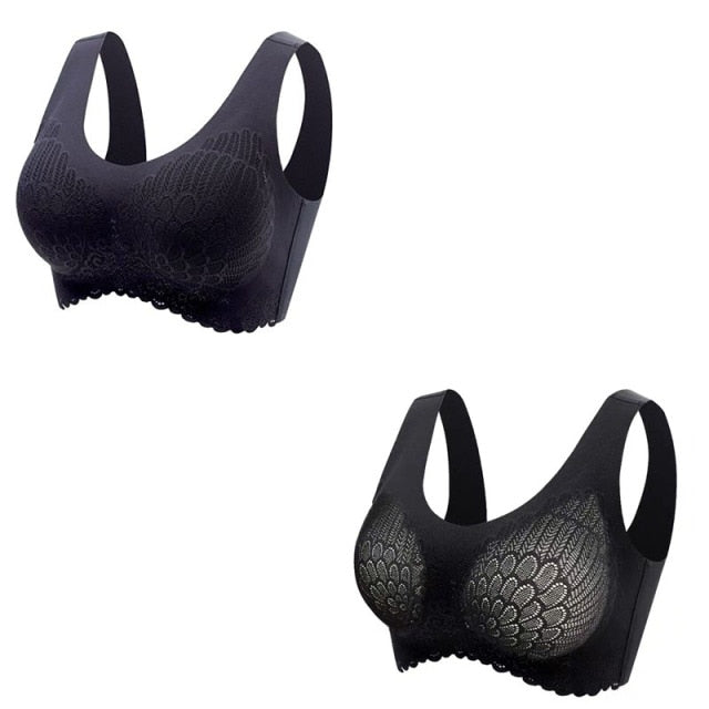 Sexy Skin-friendly Women's Seamless Latex Bras Plus Size 2Pcs