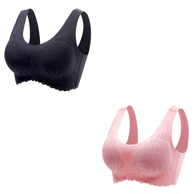 Sexy Skin-friendly Women's Seamless Latex Bras Plus Size 2Pcs
