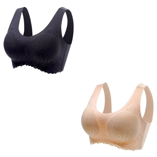 Sexy Skin-friendly Women's Seamless Latex Bras Plus Size 2Pcs